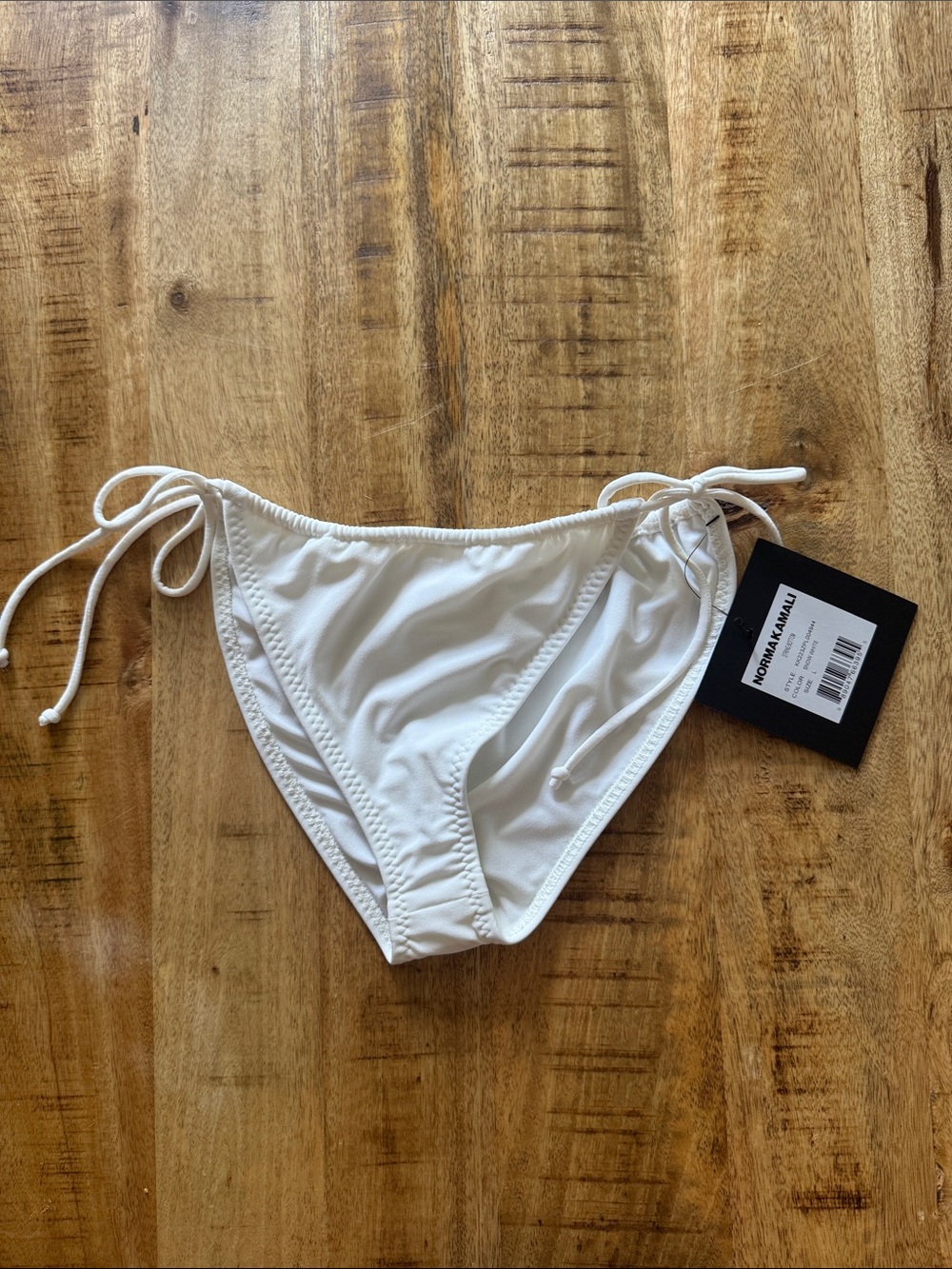 Norma Kamali low rise string swim panty Bikini Bottom in Snow White side ties